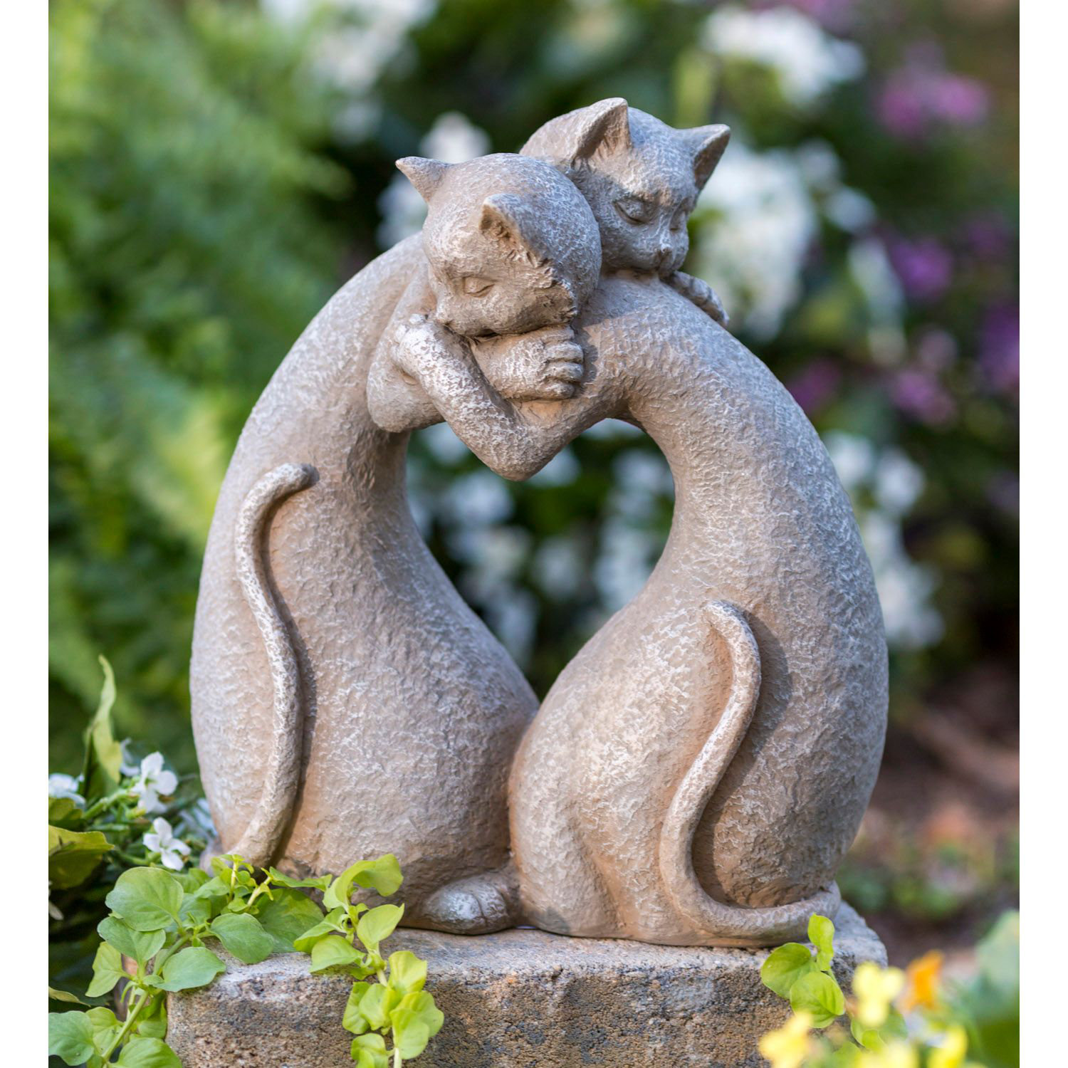Trinx Hugging Heart Cats Stone Indoor/Outdoor Garden Statue Wayfair