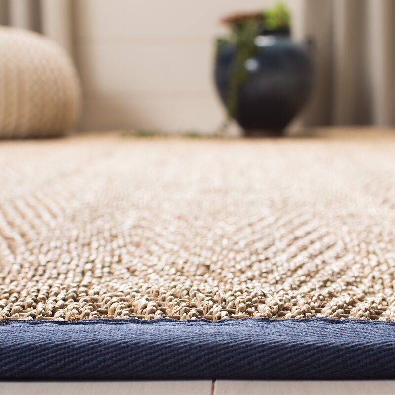 Andover Mills™ Jeremy Bamboo Slat/Seagrass Natural/Blue Rug & Reviews ...
