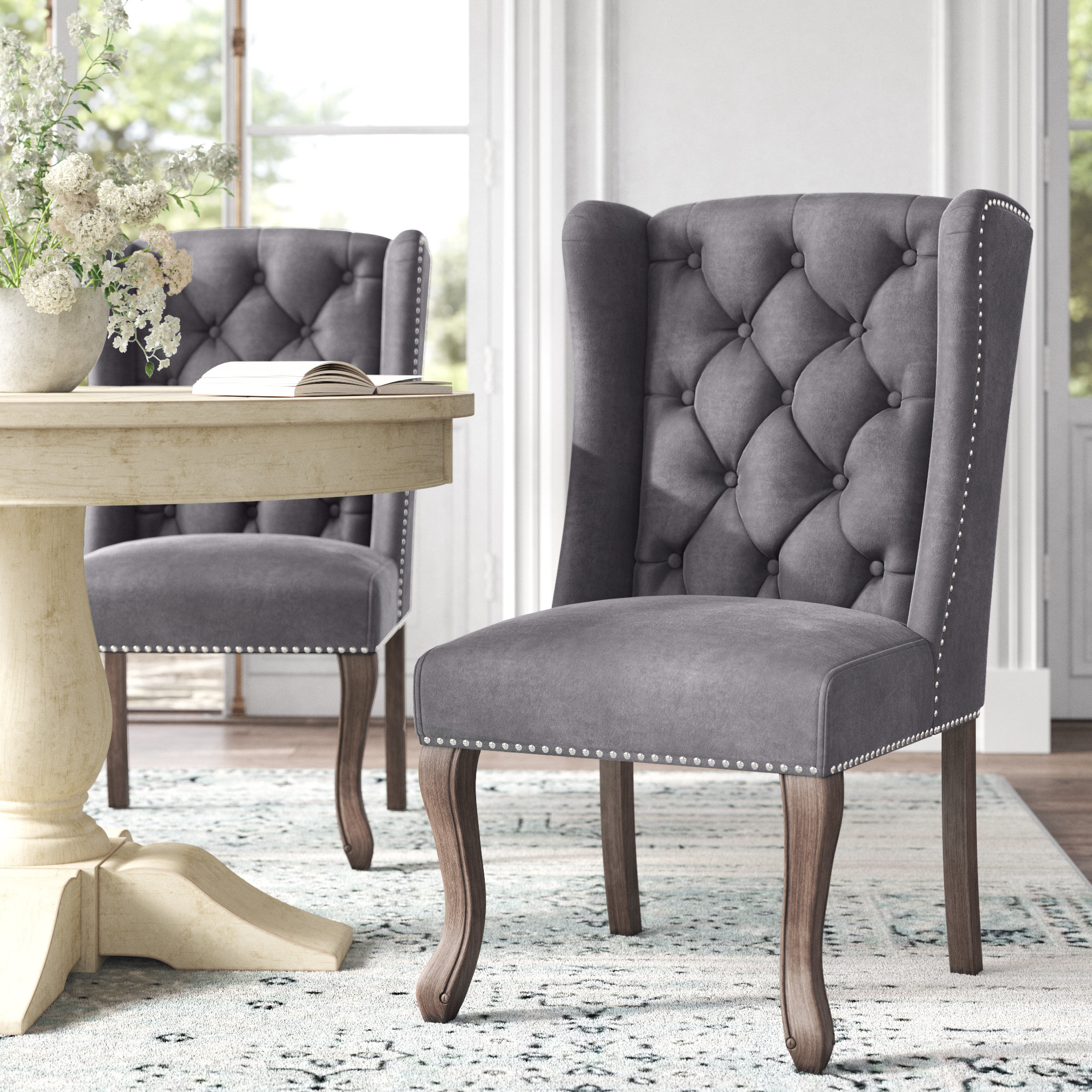 Kelly Clarkson Home Kailyn Tufted Velvet Wing Back Side Chair & Reviews