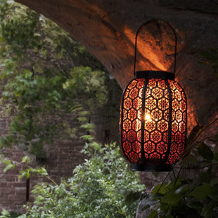 Moroccan Lantern with Light Globe Lime Wash Hurricane Metal Home Décor 22 cm 