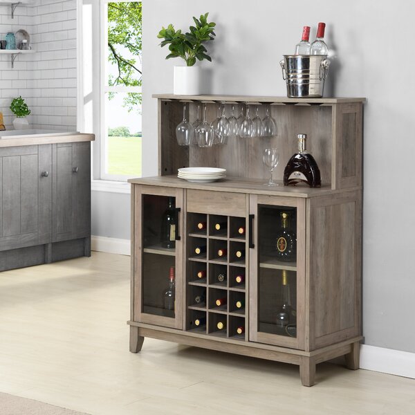 Artisan Furniture 9-Bottle Wine Cabinet Wood Natural Oak Finish 