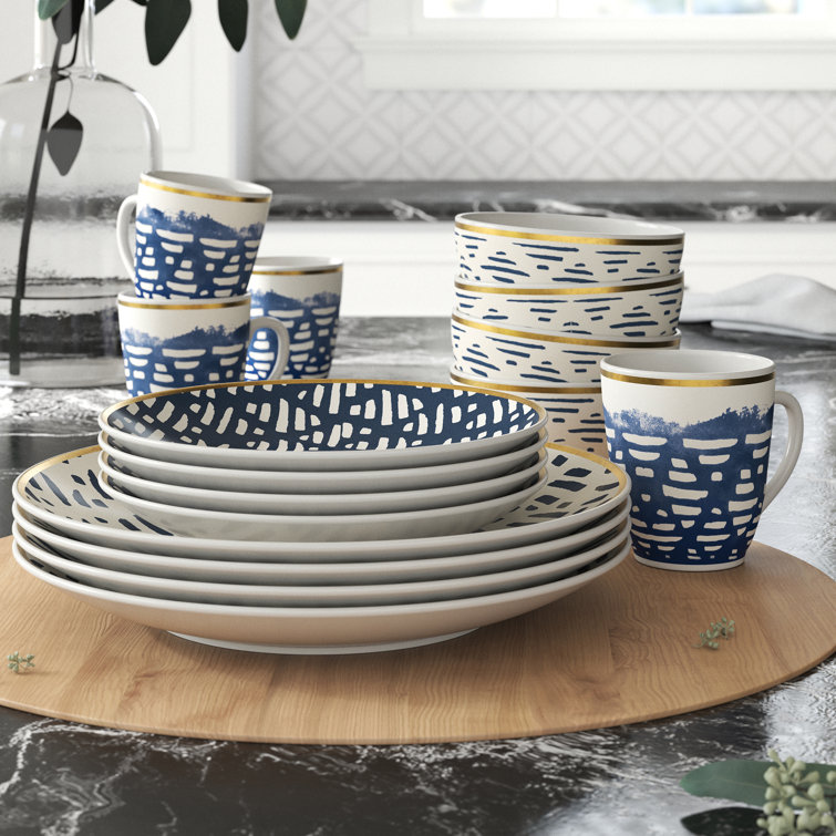Elle Decor Lucette Porcelain China Dinnerware - Set of 16