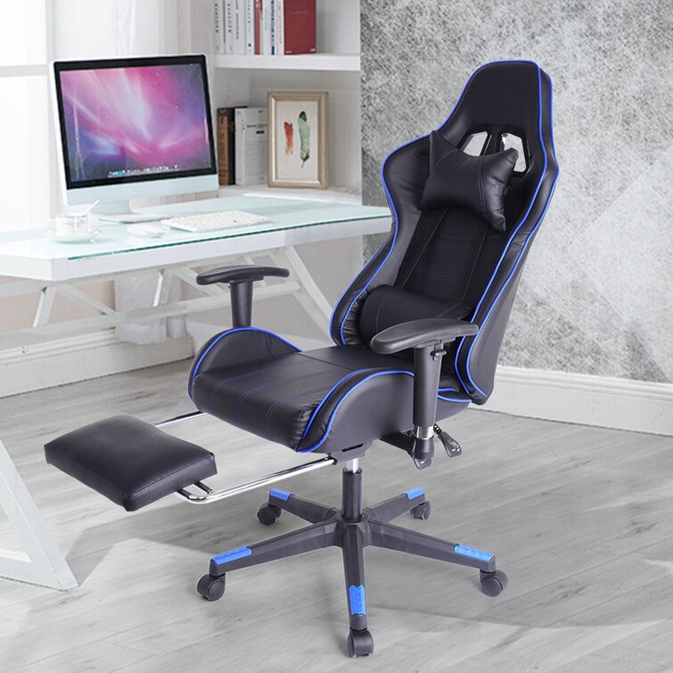 Video Gaming Chair Ergonomic Racing Style Leather Office Swivel Recline Footrest 