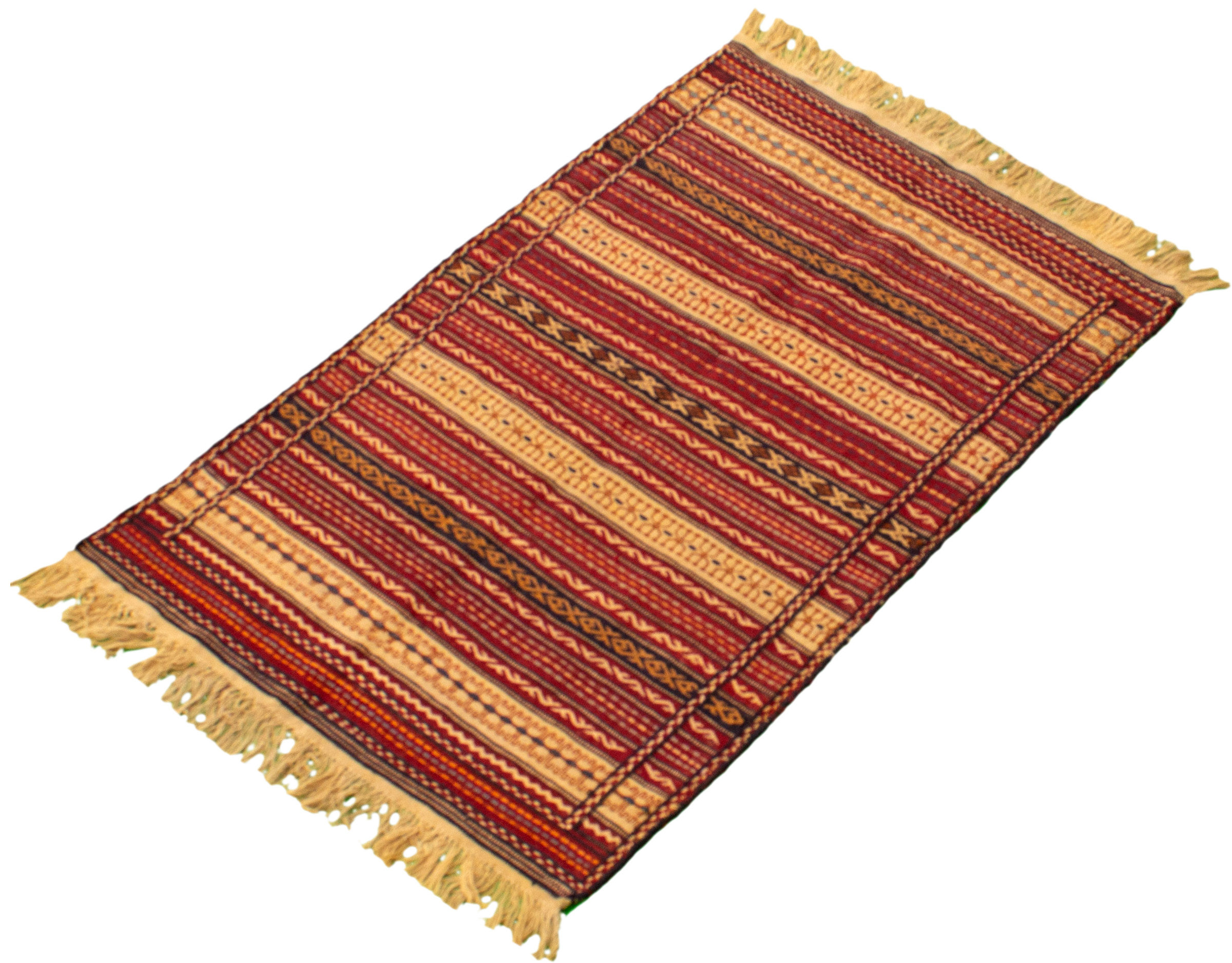 Kilim W Tassels Anatolian Carpet Machine Washable Turkish Kelim Red Colour 