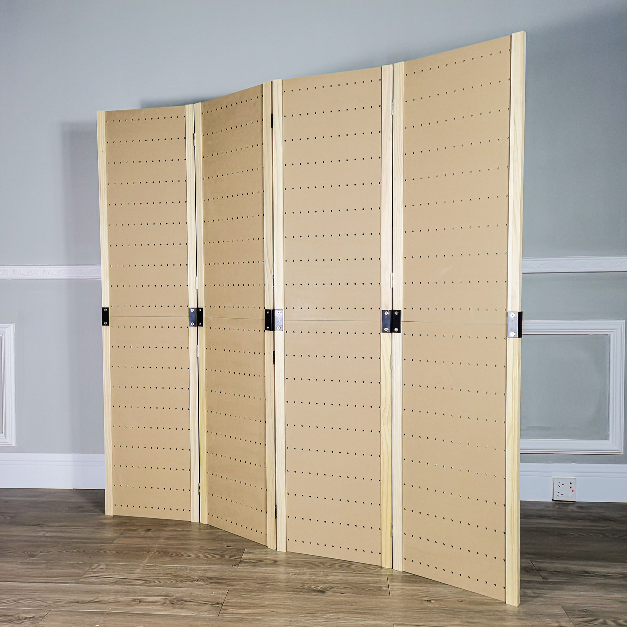 Bay Isle Home™® 4 Panels 5 FT Pegboard Room Divider Folding Privacy