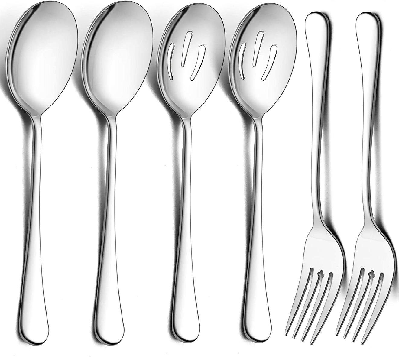 Red Barrel Studio® Large Serving Spoons And Forks Set Of 12, Stainless Steel Buffet Catering