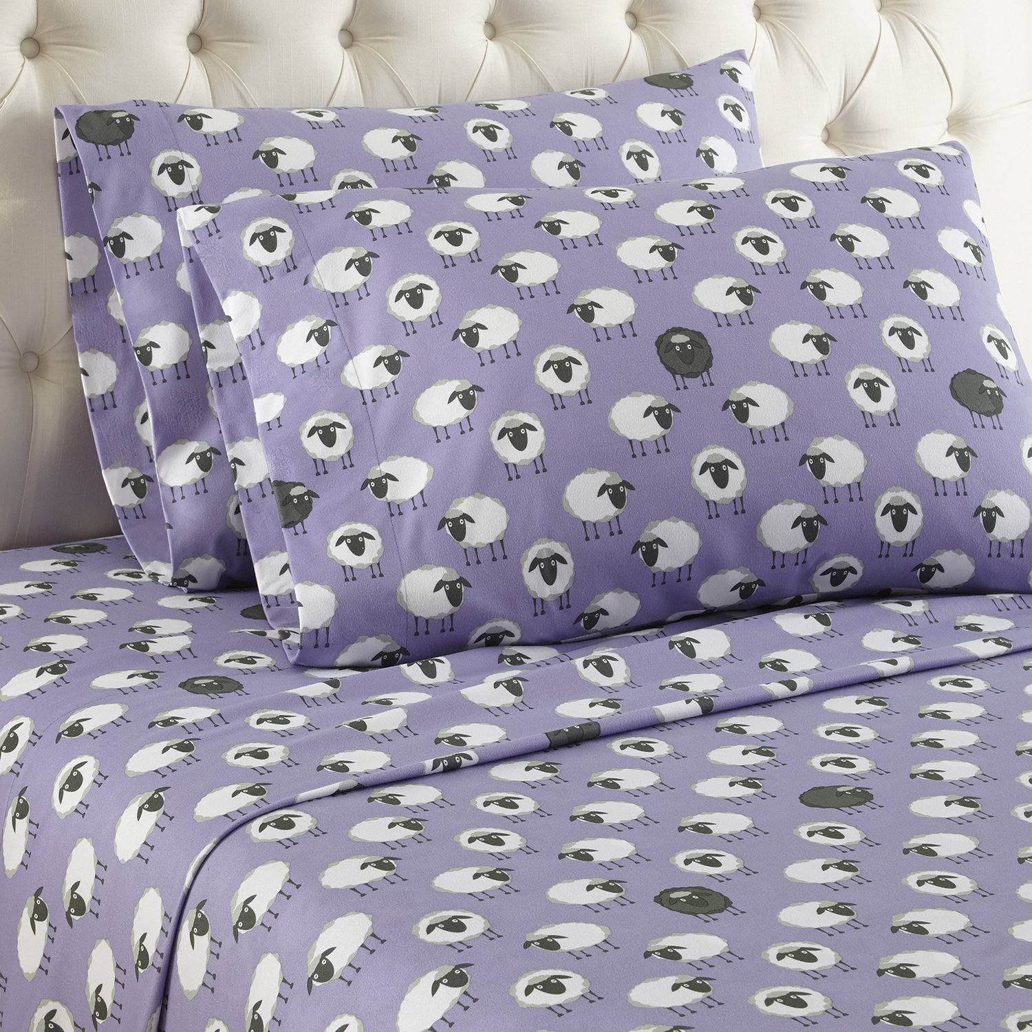 Chittenden Sheep Micro Flannel Sheet Set Latitude Run Color: Lavender, Size: California King