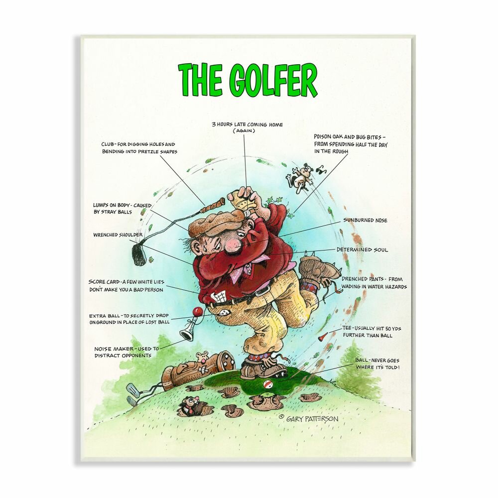 Red Barrel Studio® The Golfer Funny Golf Cartoon Sports Design by Gary  Patterson - Drawing Print | Wayfair