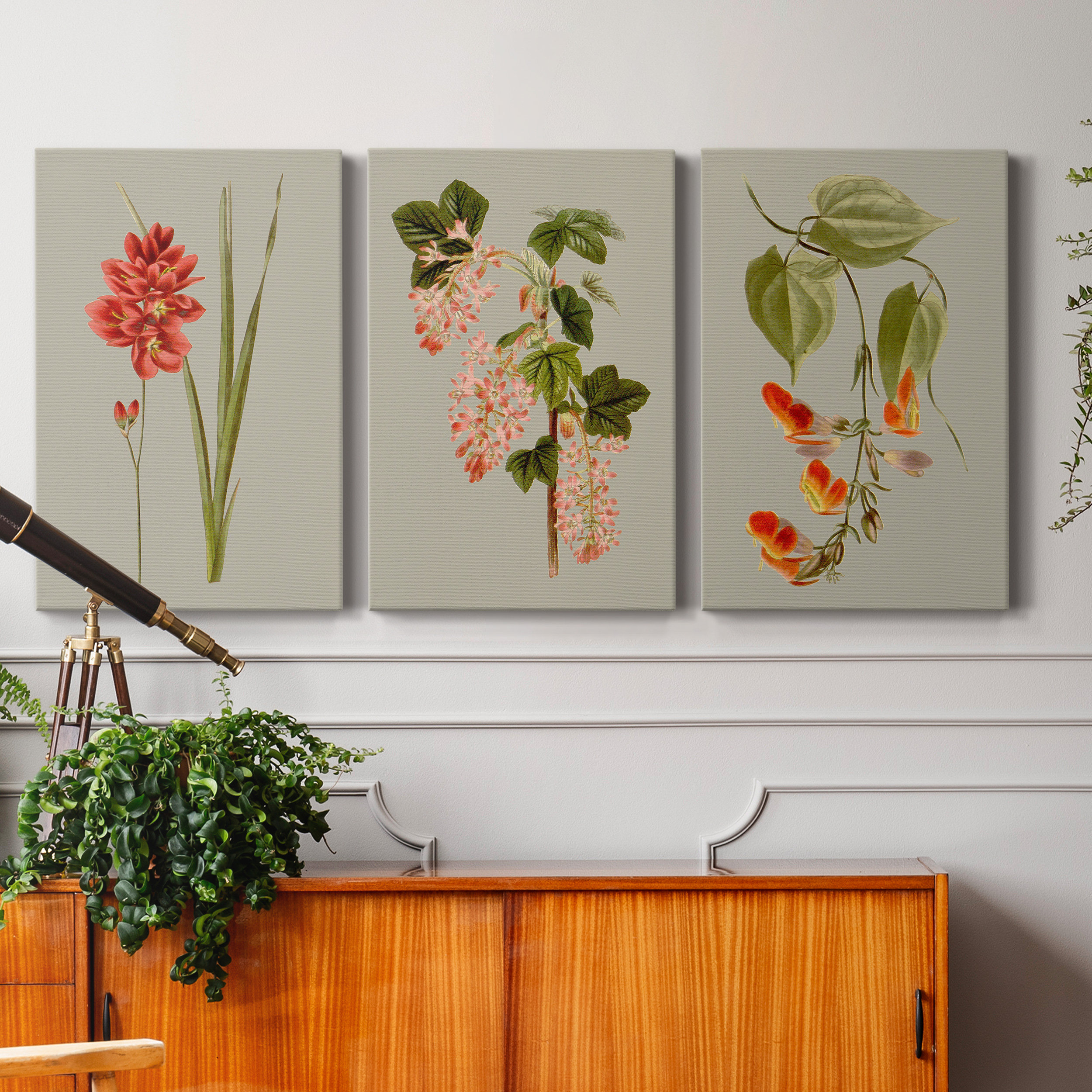 August Grove® Botanical Array IV Framed On Canvas 3 Pieces Print | Wayfair