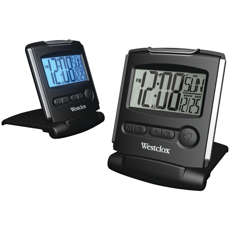 Westclox Folding Travel Alarm Clock Digital LCD Battery Operated Black 6-Pack 