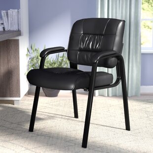Comfort Back Design Black Leather Side Reception Chair Waiting Room Chair 