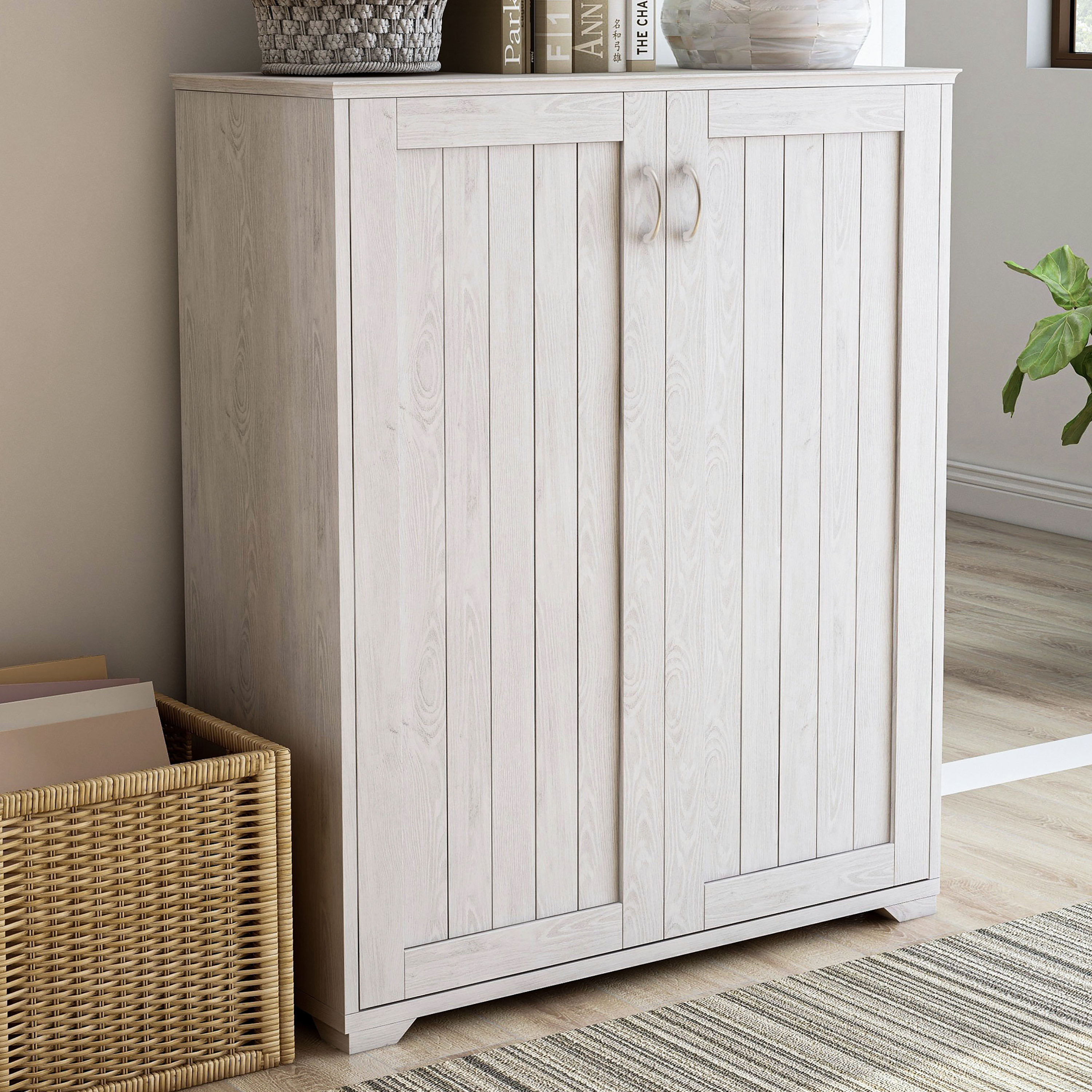 Rosalind Wheeler 15 Pairs Manufactured Wood Shoe Storage