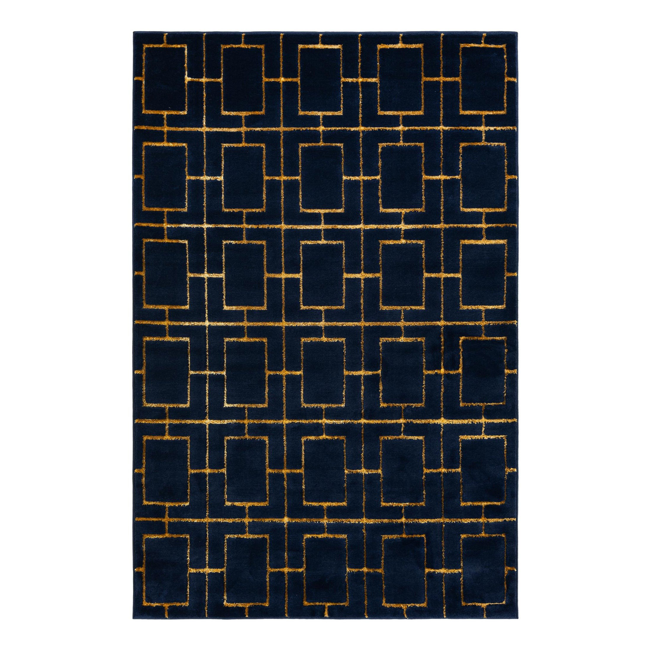 MarilynMonroe Glam Navy Blue/Gold Rug & Reviews Wayfair