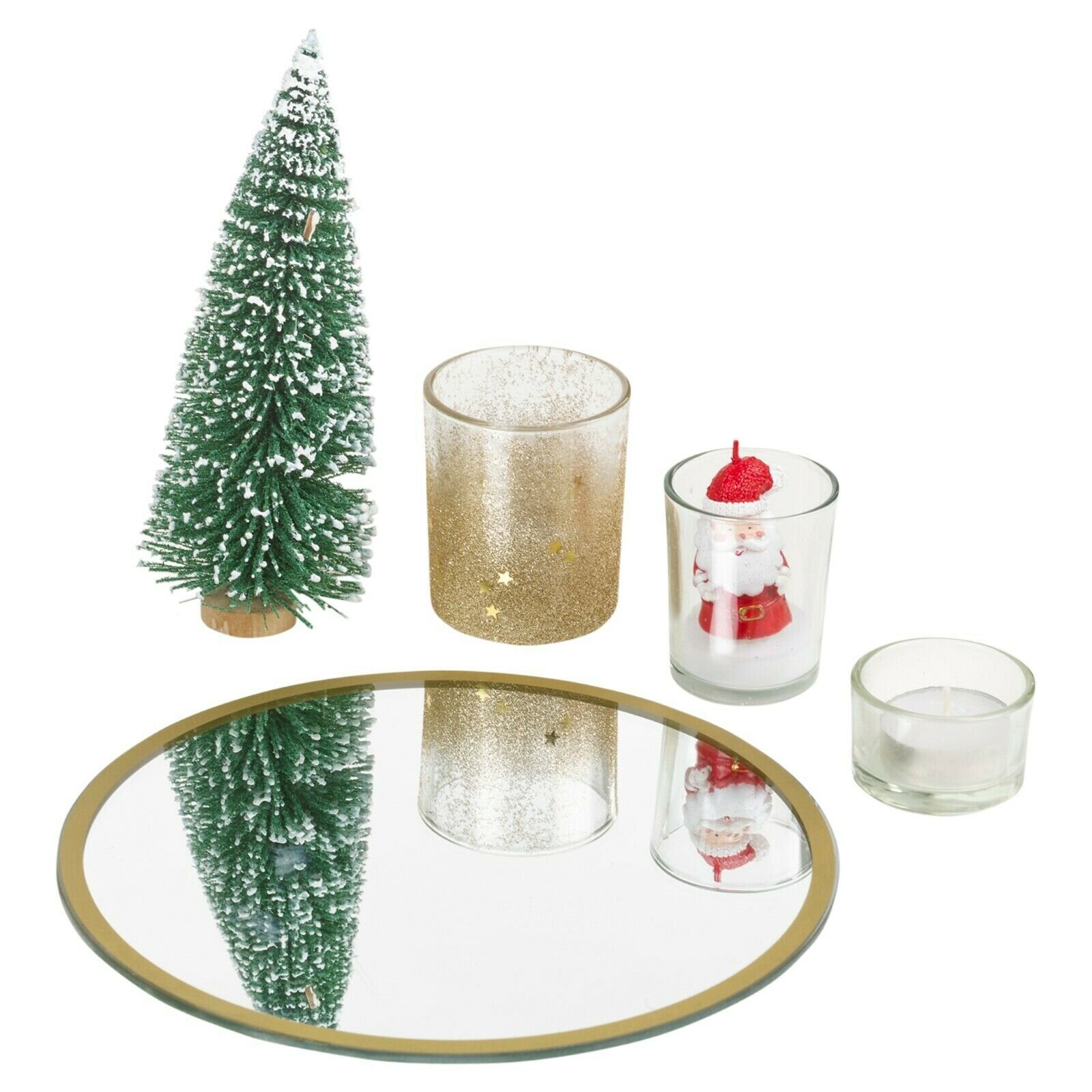 URBNLIVING 7Pc Christmas Candle Gift Set With Tray and Christmas Tree 