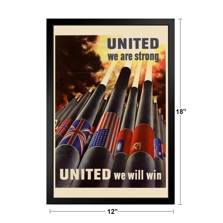 kontroversiel sundhed hjælp Red Barrel Studio® WPA War Propaganda United We Are Strong United We Will  Win Black Wood Framed Poster 14X20 - Single Picture Frame Print | Wayfair