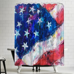 Rusty American Flag Shower Curtain Bathroom Decor Fabric & 12hooks 71X71in 