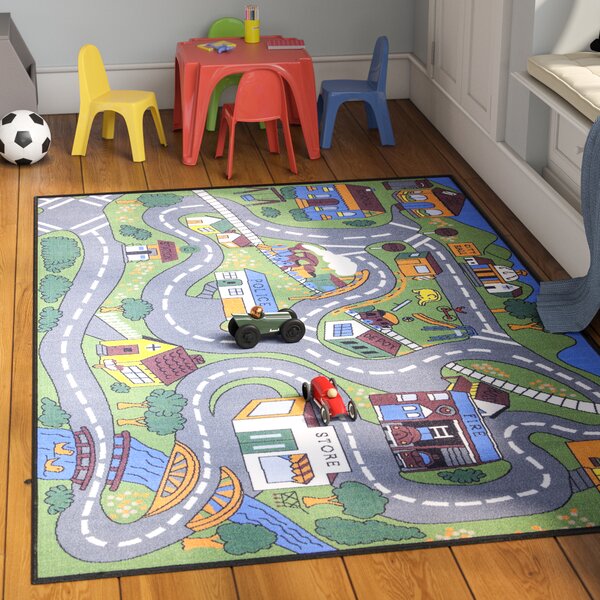 F1 Red  Car Rugs Modern Kids Room Grey Rally Pattern Carpet Boys Play Room Mats 