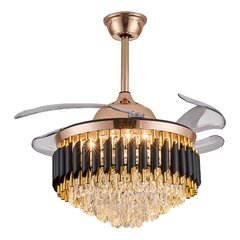 Details about   42" Chandelier Ceiling Fan Light Gold Invisible Blade Crystal LED Remote SALE 