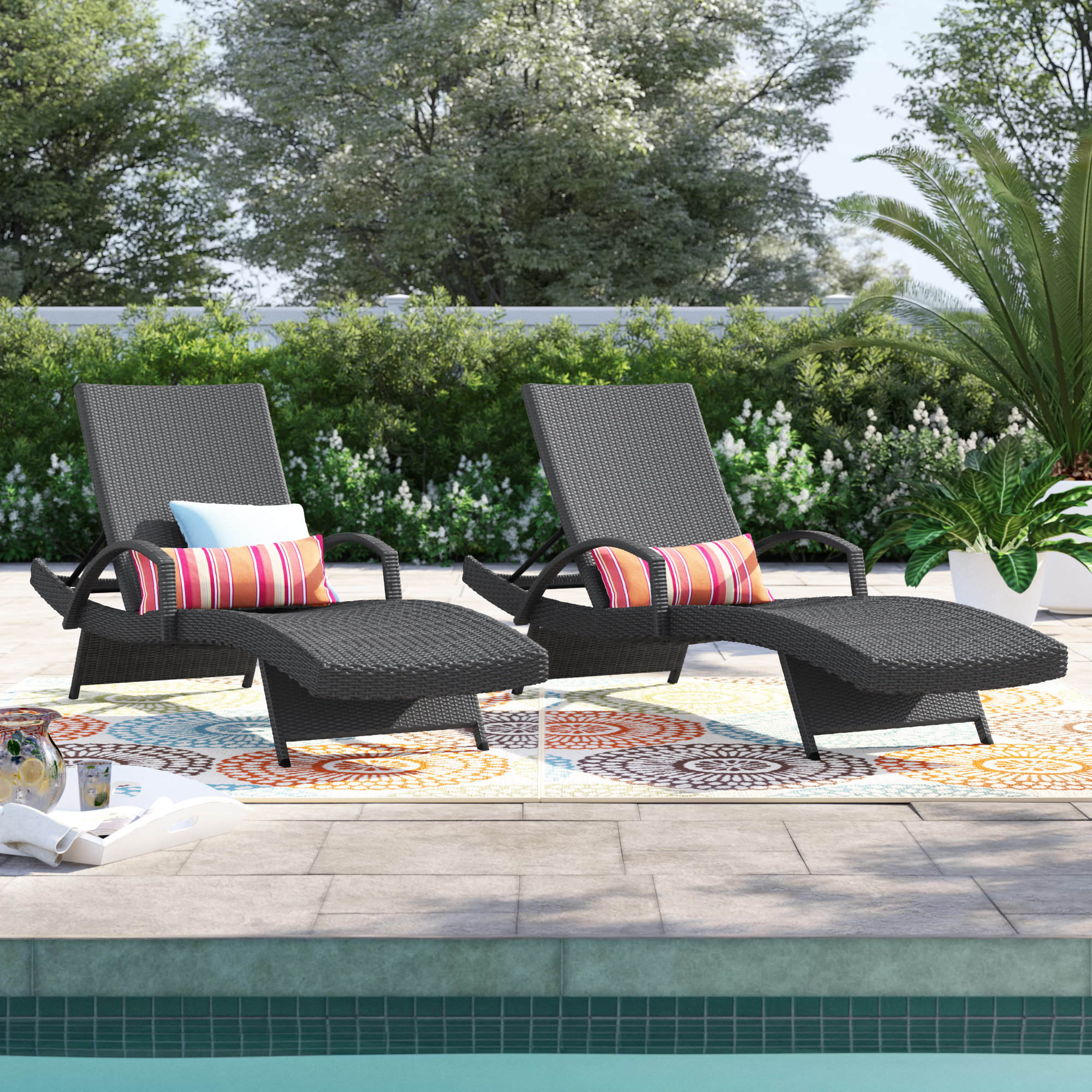 Sol 72 Outdoor™ Rebello 79.5'' Long Reclining Chaise Lounge Set