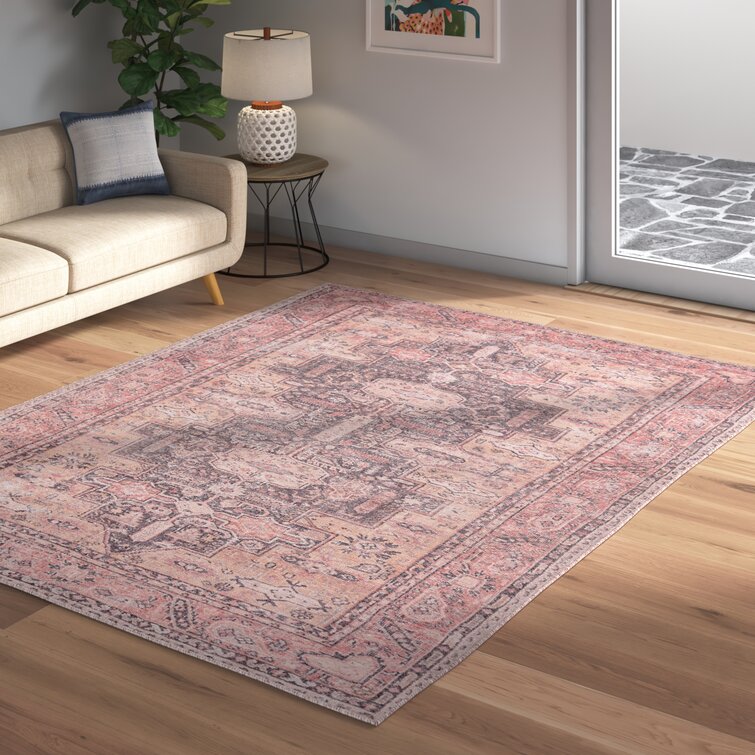 Modern Living Room Rug Contemporary Carpet Floral Grey Purple Pink Floor Mats 