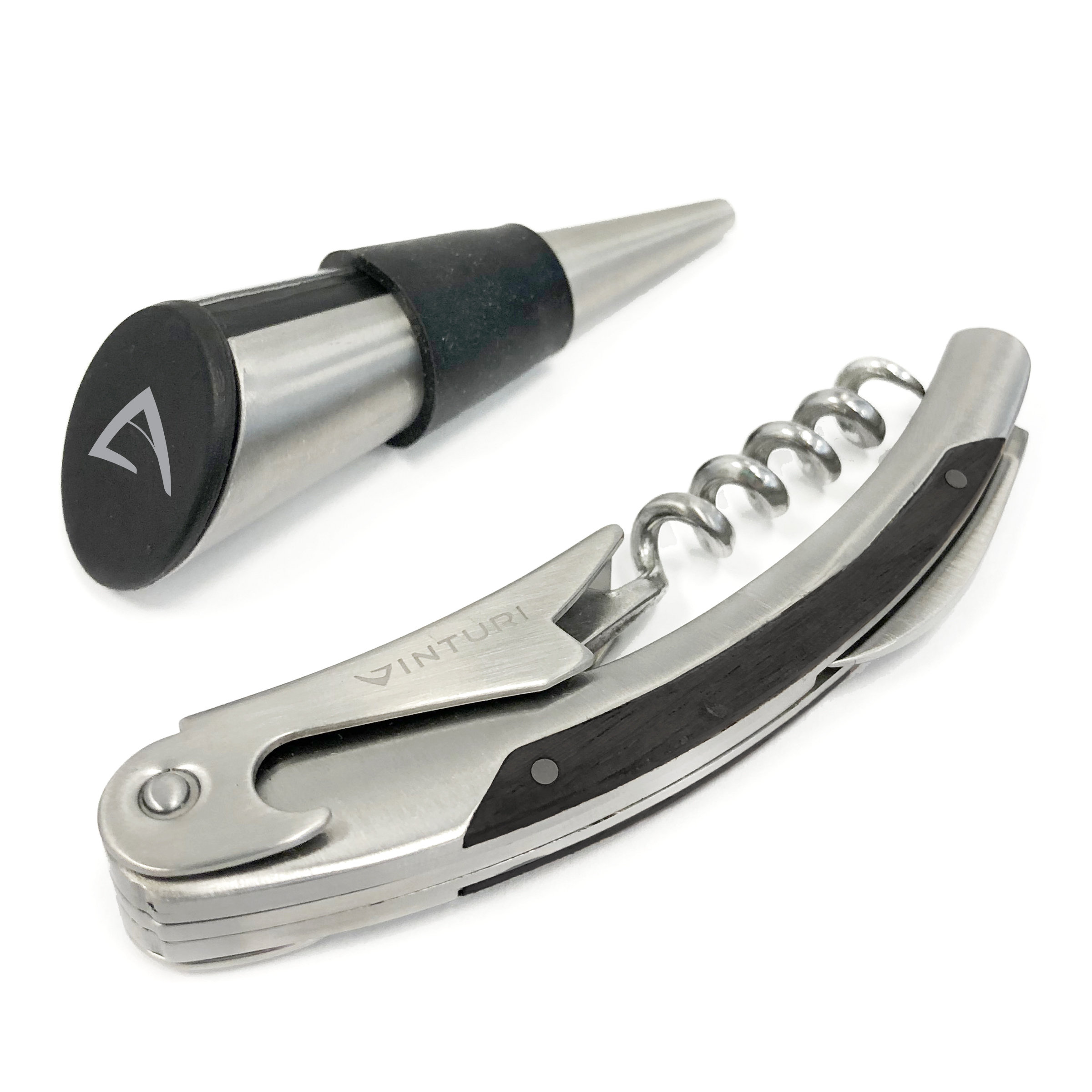 Vinturi Waiter''s Stainless Steel/Silicone Corkscrew And Wine Stopper