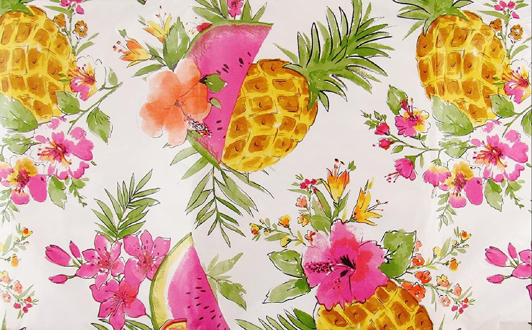 Pineapples,Watermelon & Tropical Flowers  Vinyl Tablecloths Assorted Sizes 