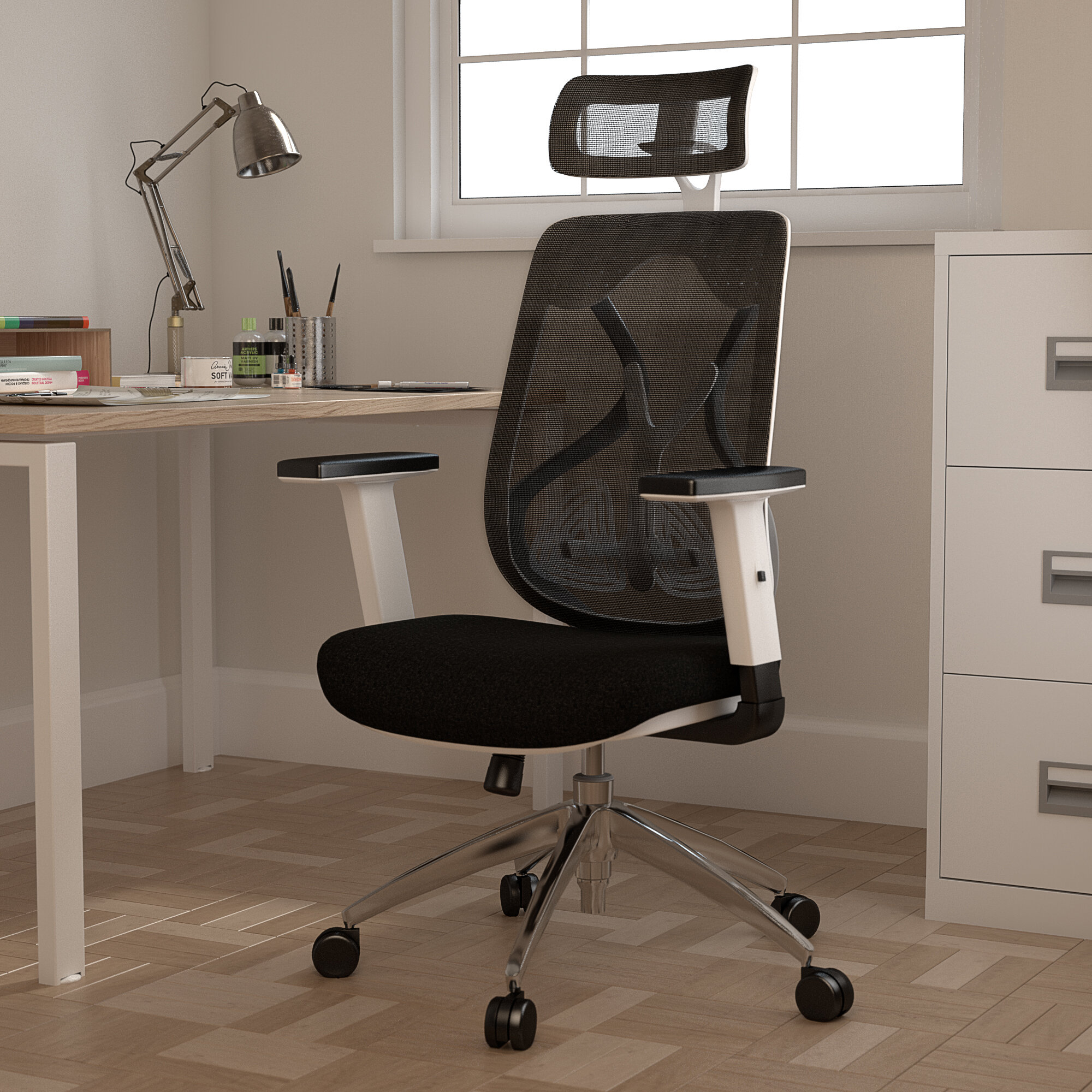 Office Chair Executive Mesh Computer Desk Chair Swivel Height Adjustable Chair 