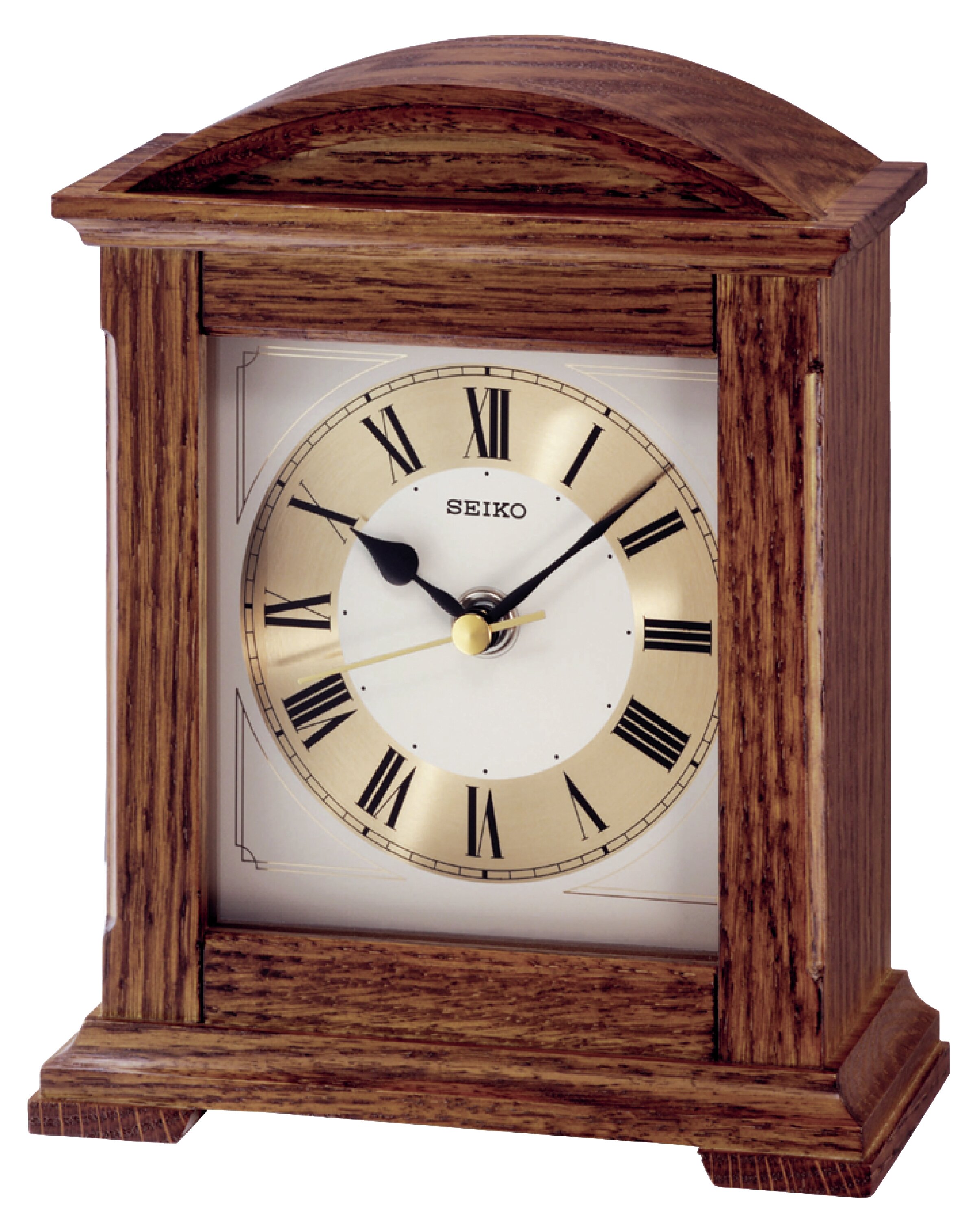 Seiko Clocks Analog Oak Solid Wood Quartz Tabletop Clock in Brown & Reviews  