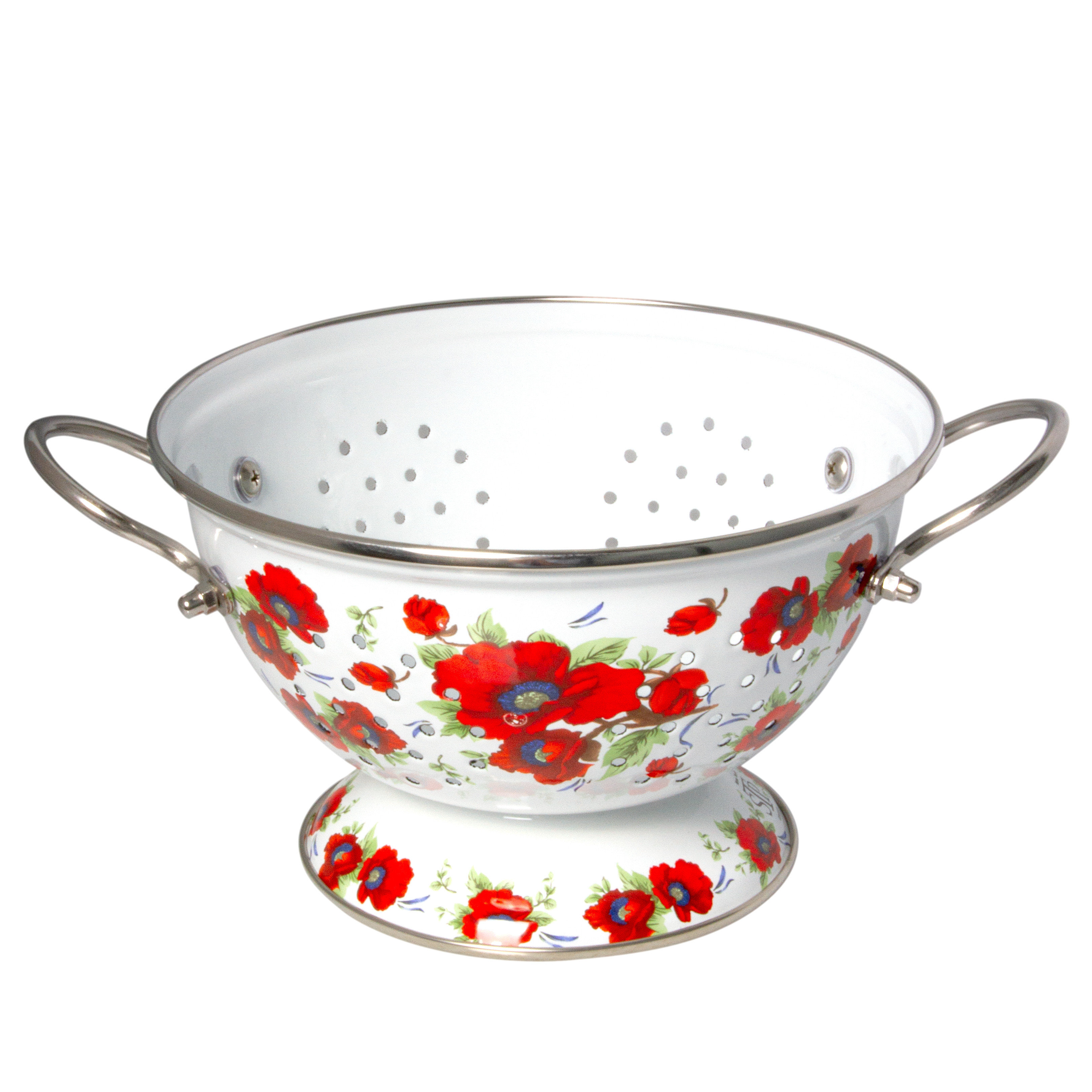 STP Goods Enameled Colander / Strainer Traditional Country Style