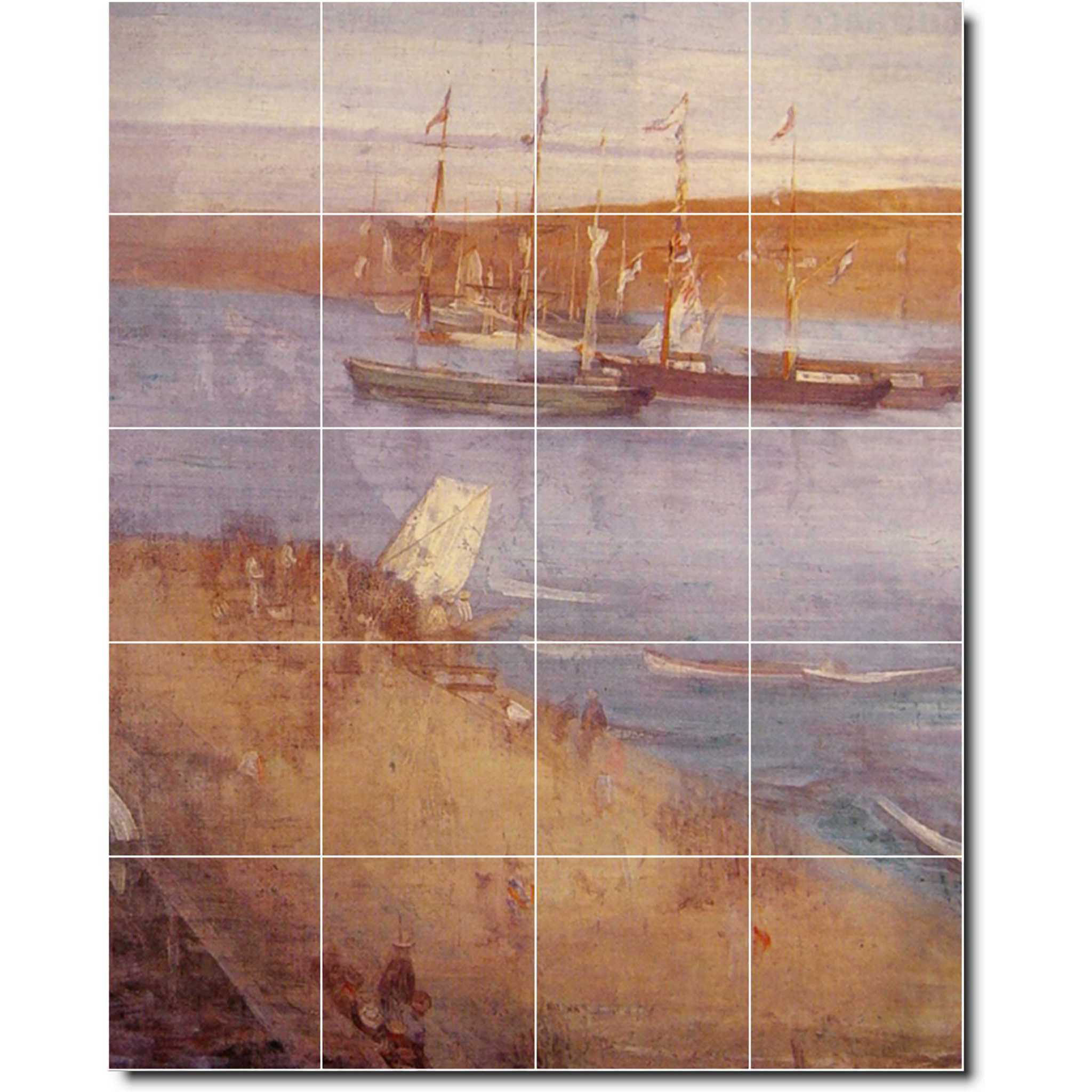 Mural En Carrelage Céramique Titian Nude Painting - 12 Carreaux 12x12" (48x36") - Neuf