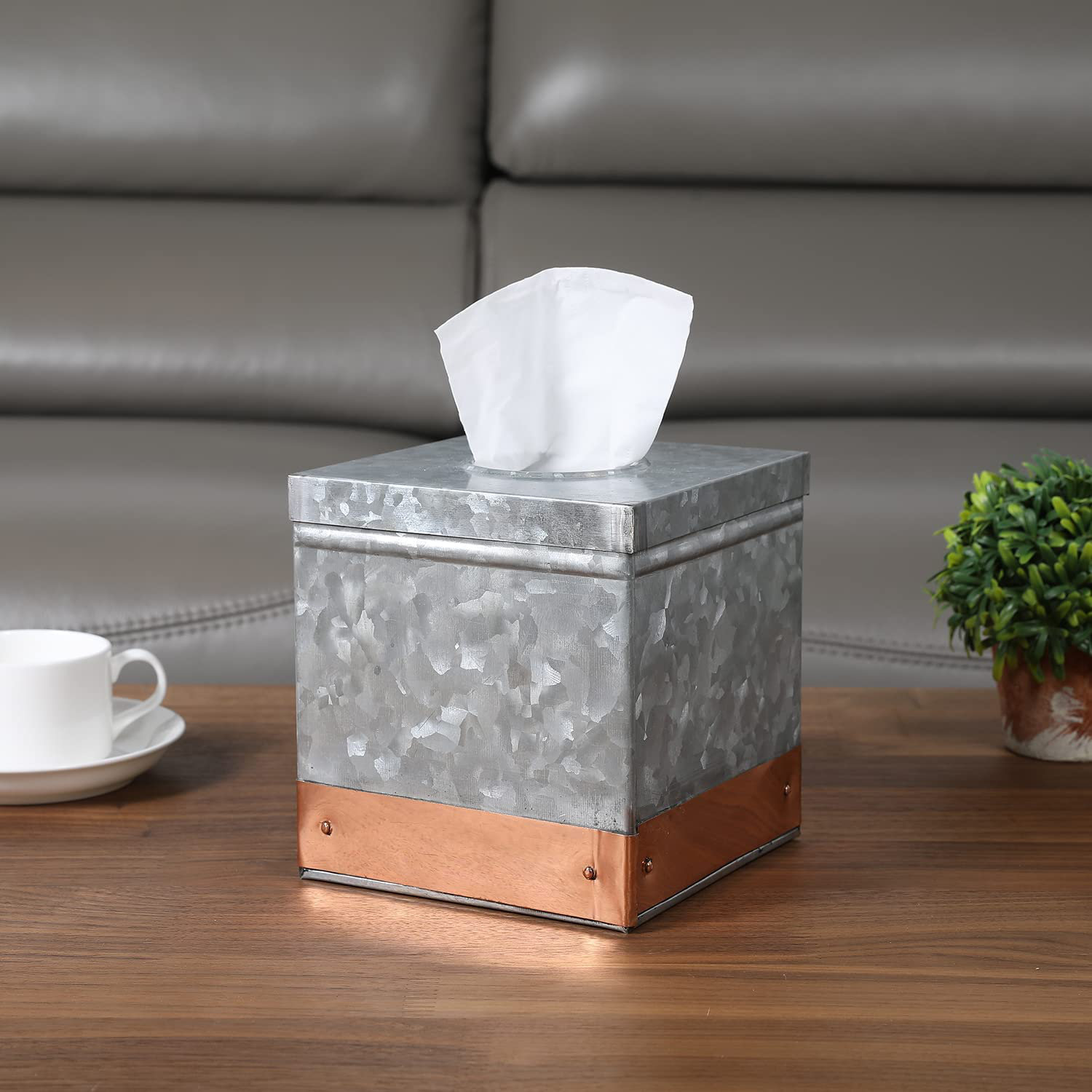 August Grove® Arne Galvanized Metal Square Tissue Box Holder Wayfair