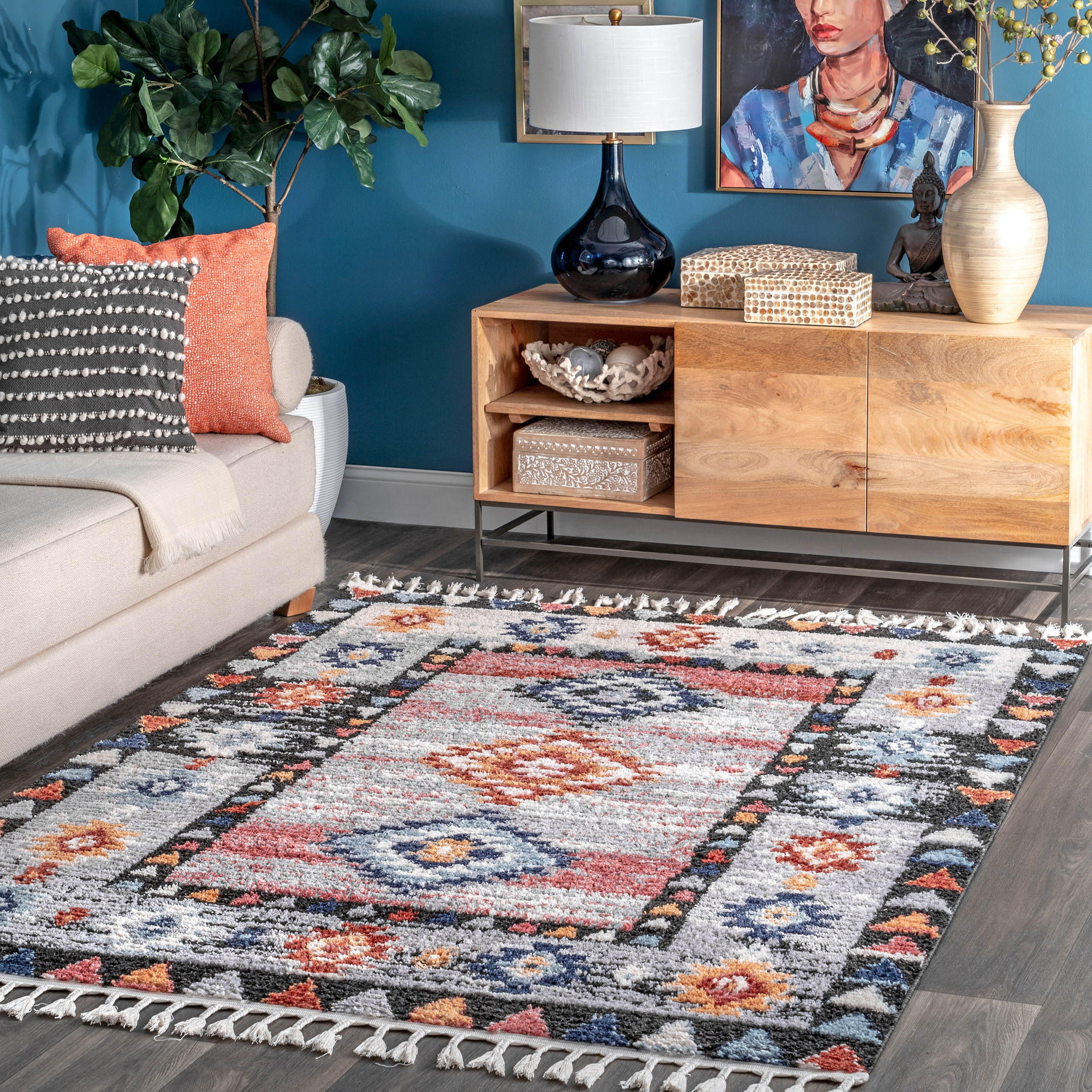 Union Rustic Hibner Southwestern Area Rug in Blue/Gray Wayfair