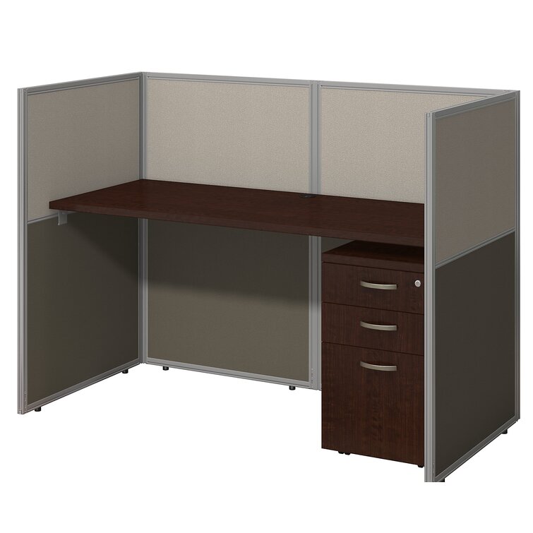 Bush Business Furniture Easy Office 60W Straight Desk Closed Office with Mobile File Cabinet in Mocha Cherry 