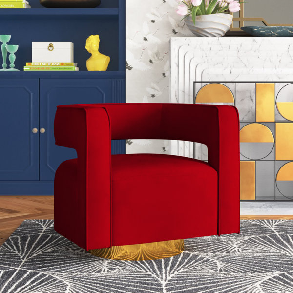 red swivel barrel chair