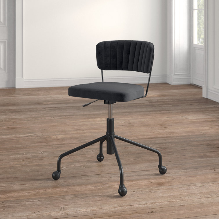Tania Contemporary Black Velvet 28.5" Swivel Task Chair