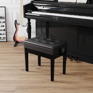 Cartener Adjustable Folding Stools Black for Piano Keyboard Bench Leather Padded Seat Chair 