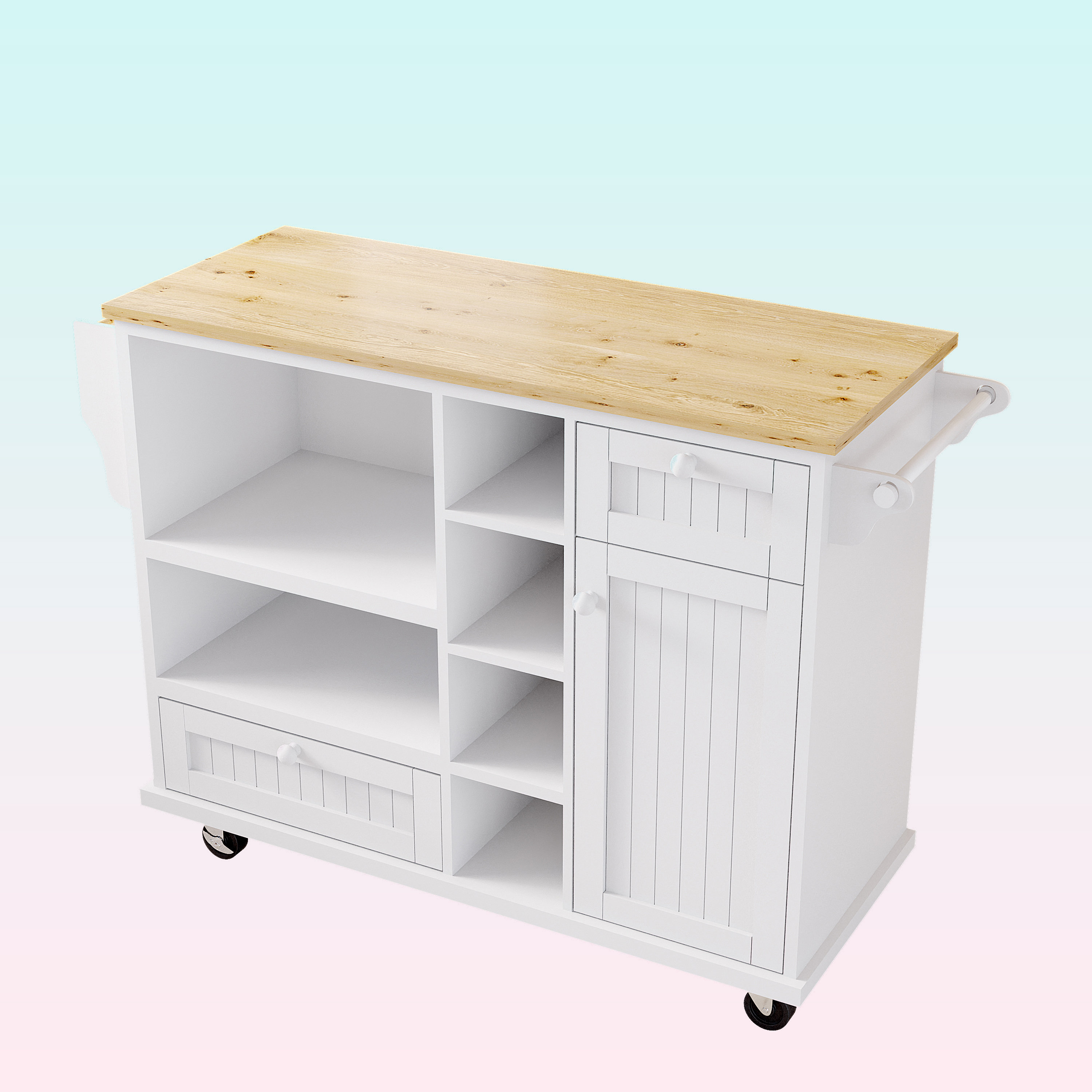 Latitude Run® Modern Kitchen Island Cart With Storage And Two