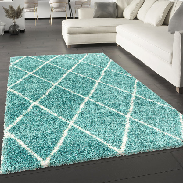 Better Bathrooms AMAZING THICK MODERN SOFT RUGS "NORDIC" blue triangles floor carpet easy clean 