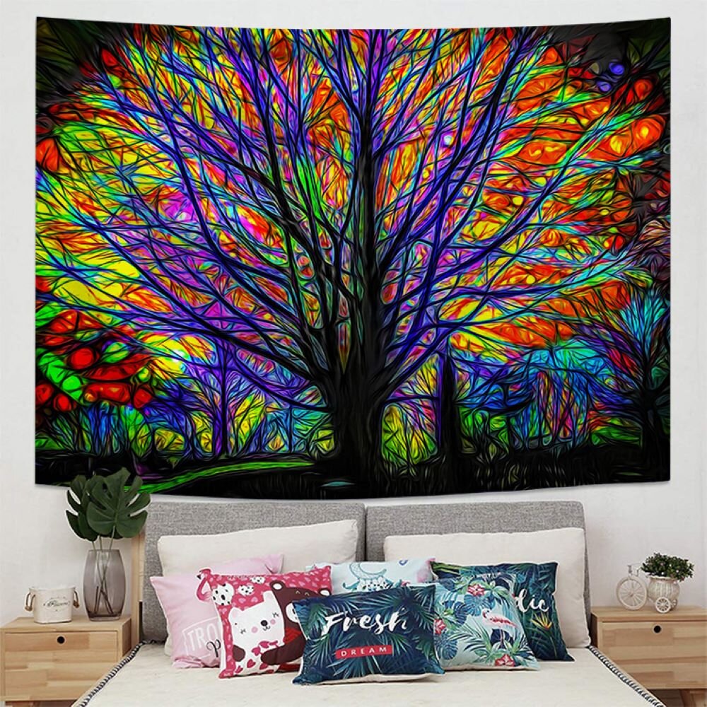 Forest Patterned Tapestry Tree Wall Hanging Art Decorative Tapestry Home Decor 
