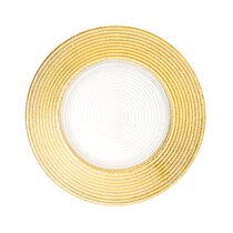Set/12 PALACE Ivory Gold Glass Charger Plates 