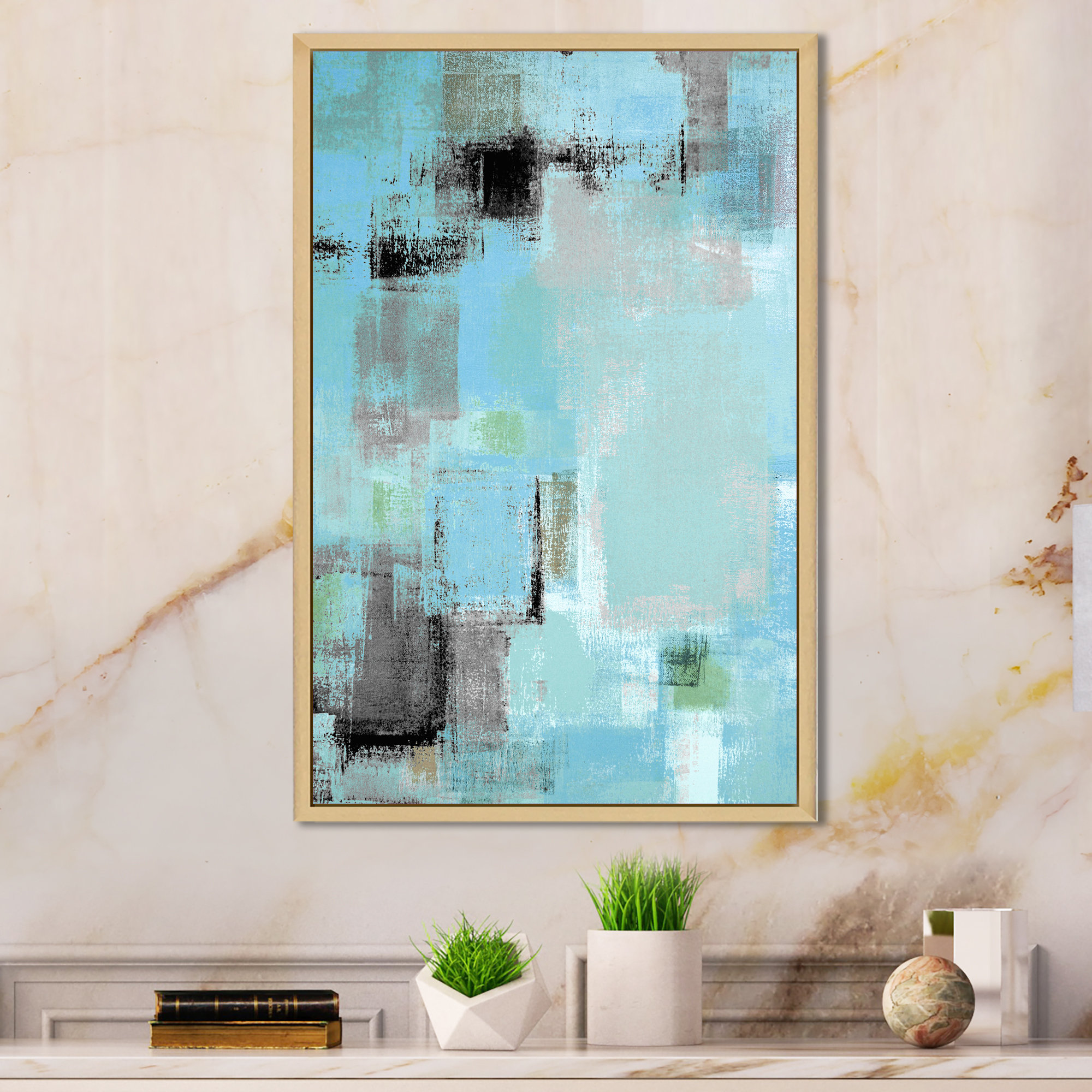 17 Stories Grey Meets Blue Abstract Art Gray Meets Blue Abstract Art