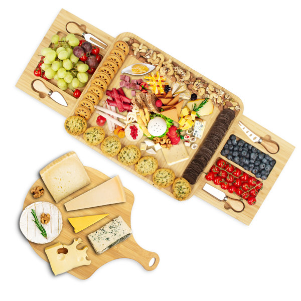 Cheese Board Set With Glass Top Cutting/Serving Block With Tools Gift Idea 