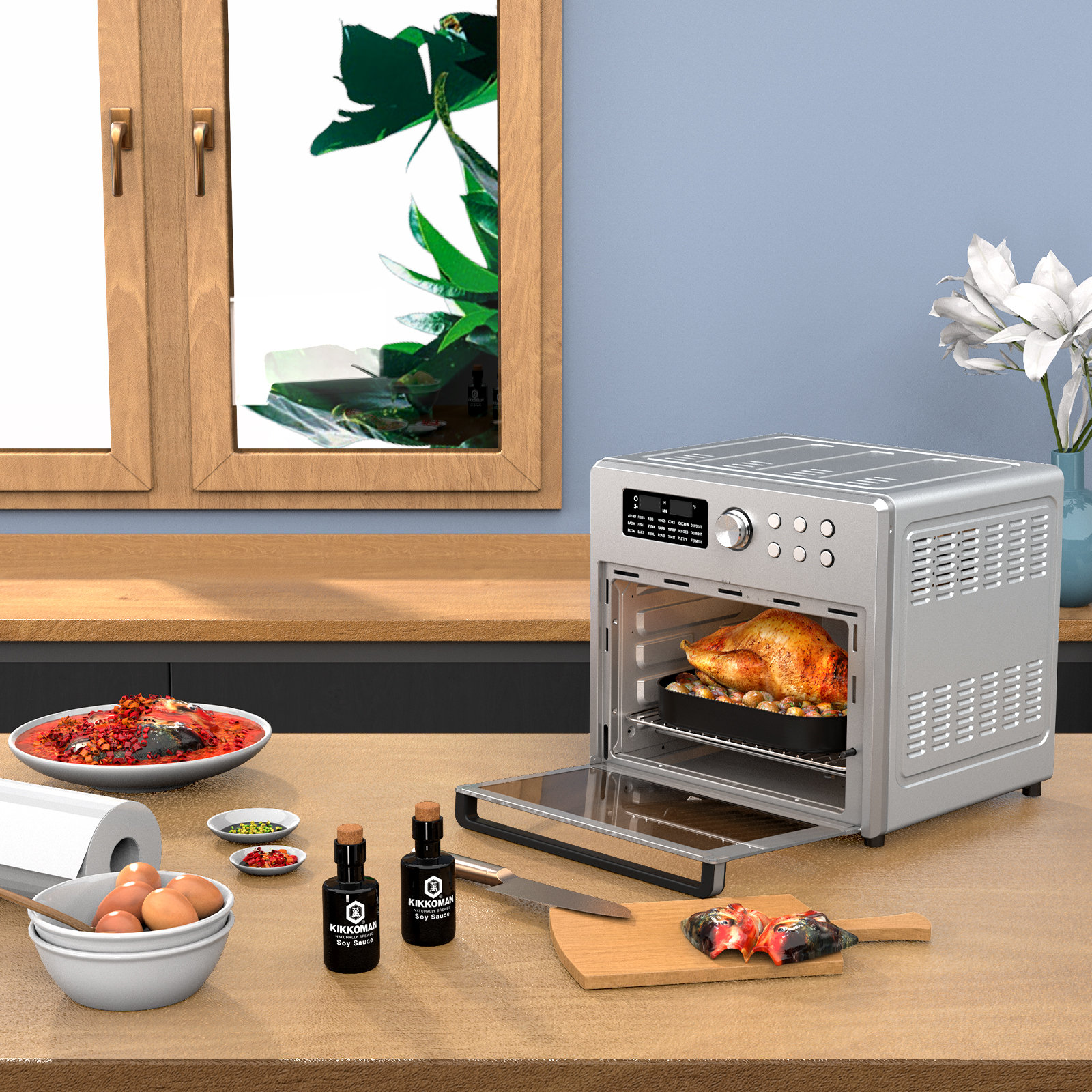 Roomtec 26 Quart Large Air Fryer Toaster Oven ,10in1 Stainless Steel