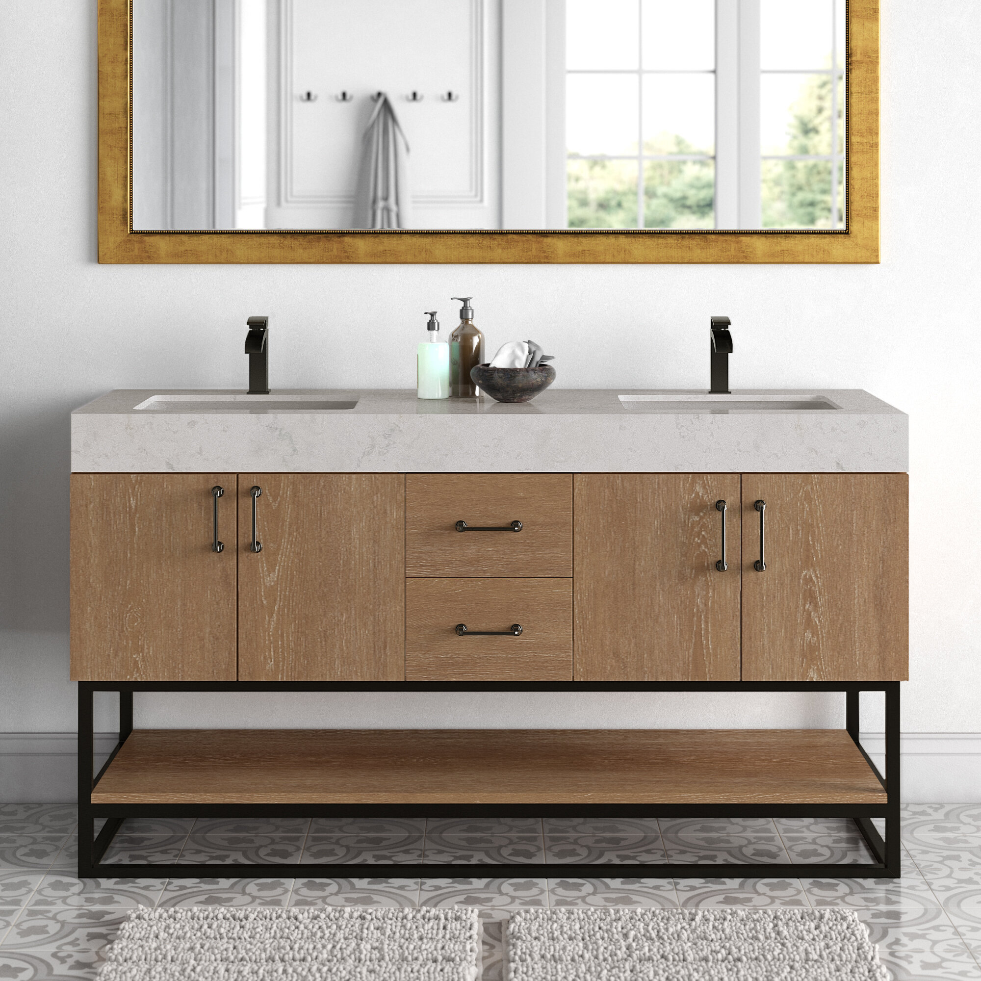 tema oportunidad difícil Wade Logan® Annice 60'' Free-standing Double Bathroom Vanity with Stone Vanity  Top & Reviews | Wayfair
