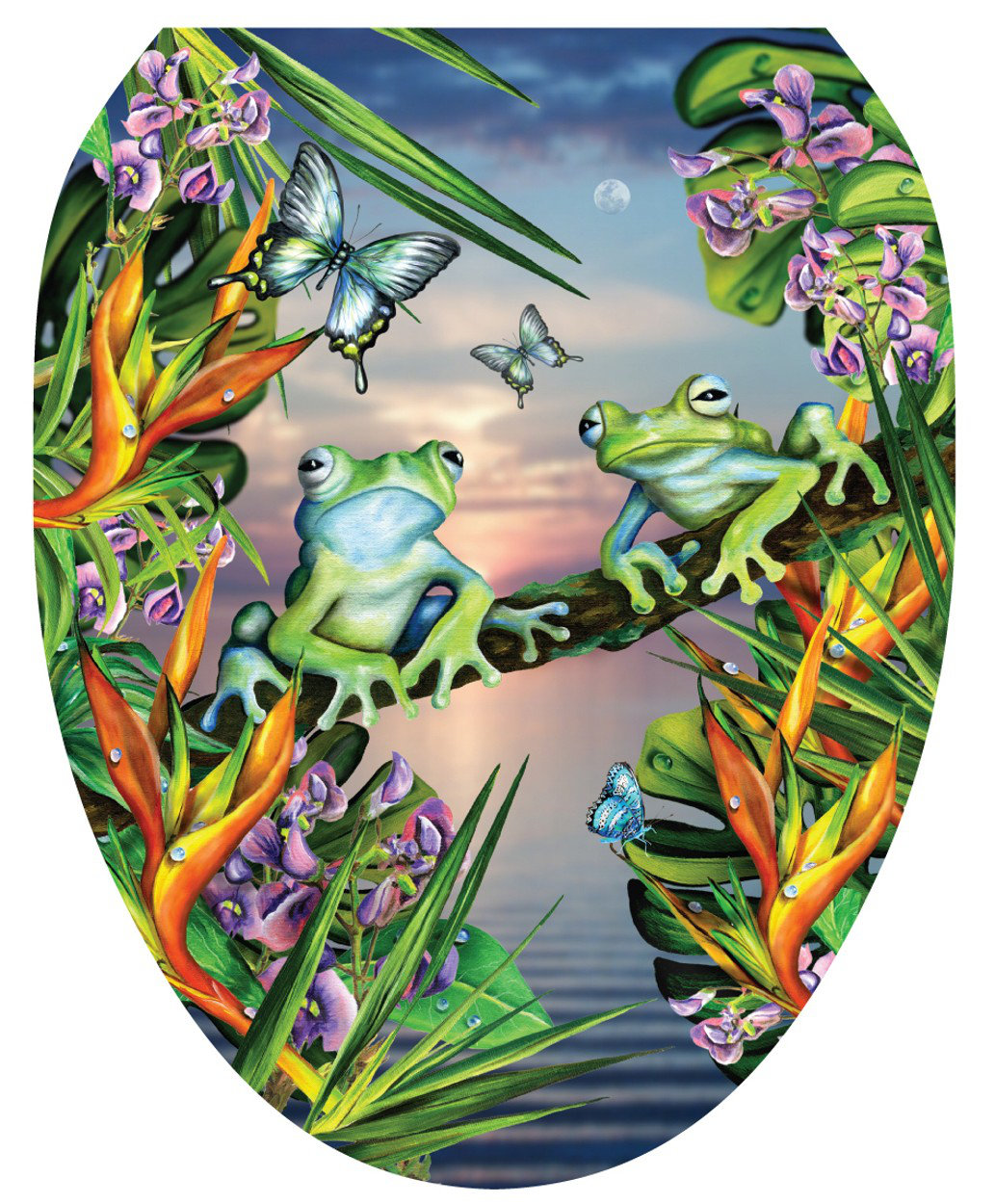 Toilet Tattoos Themes Frogs In The Moonlight Toilet Seat Sticker Decal