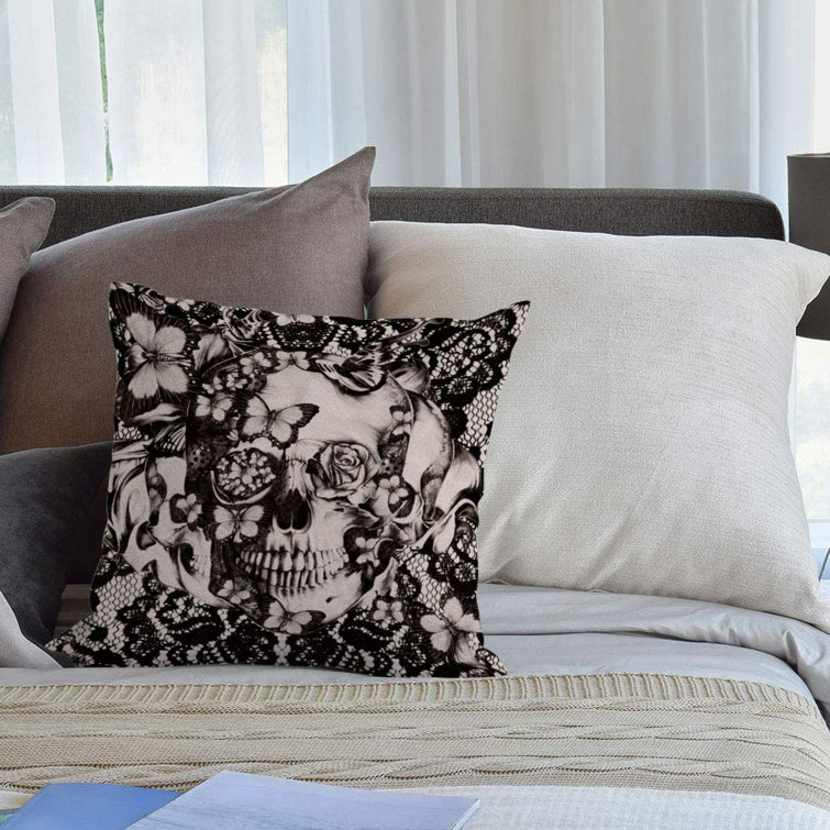 Home Decor Skull Pillowcase Cotton Linen Car Waist Cushion Cover Square Sofa 