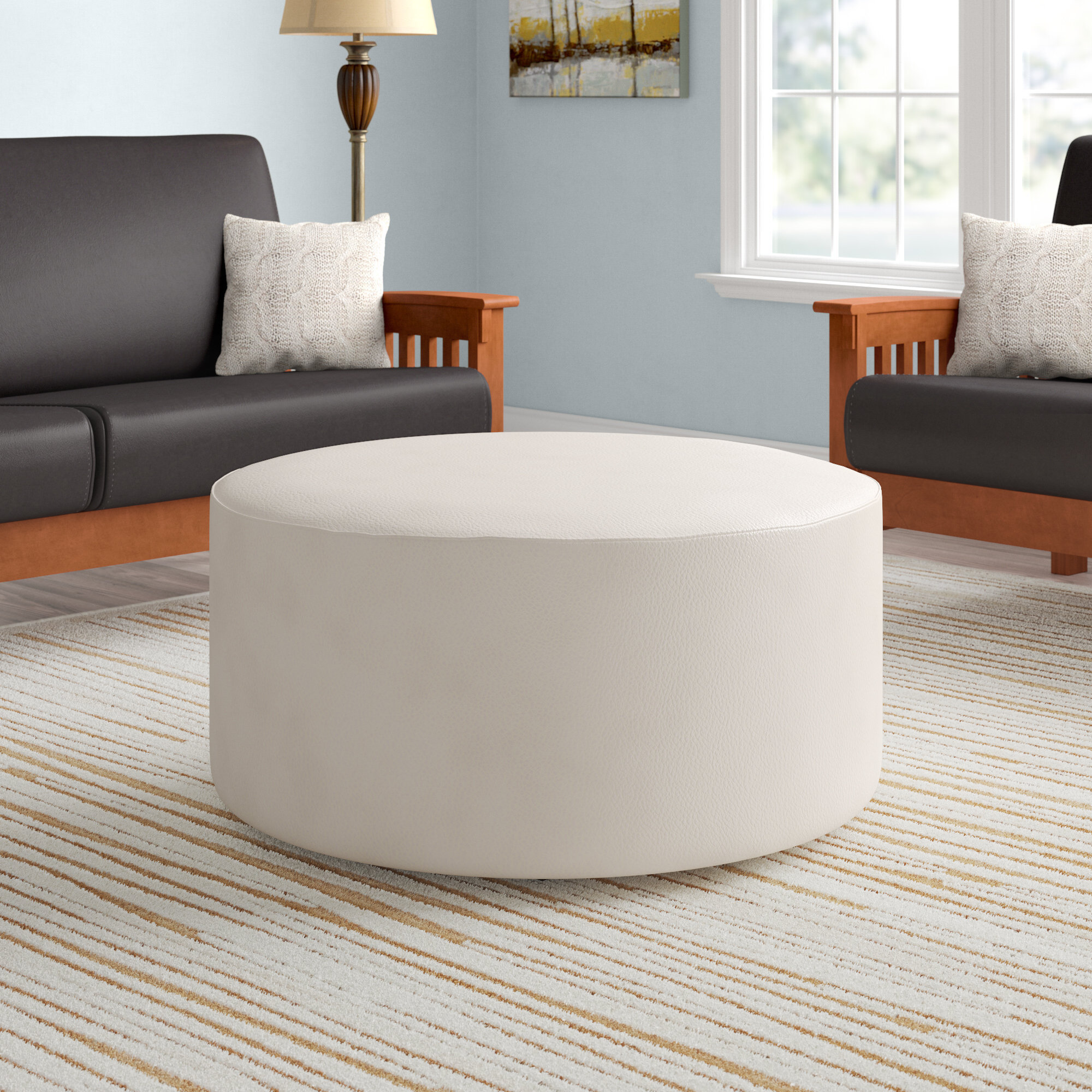 Wade Logan Florio Vegan Leather Ottoman Reviews Wayfair Canada