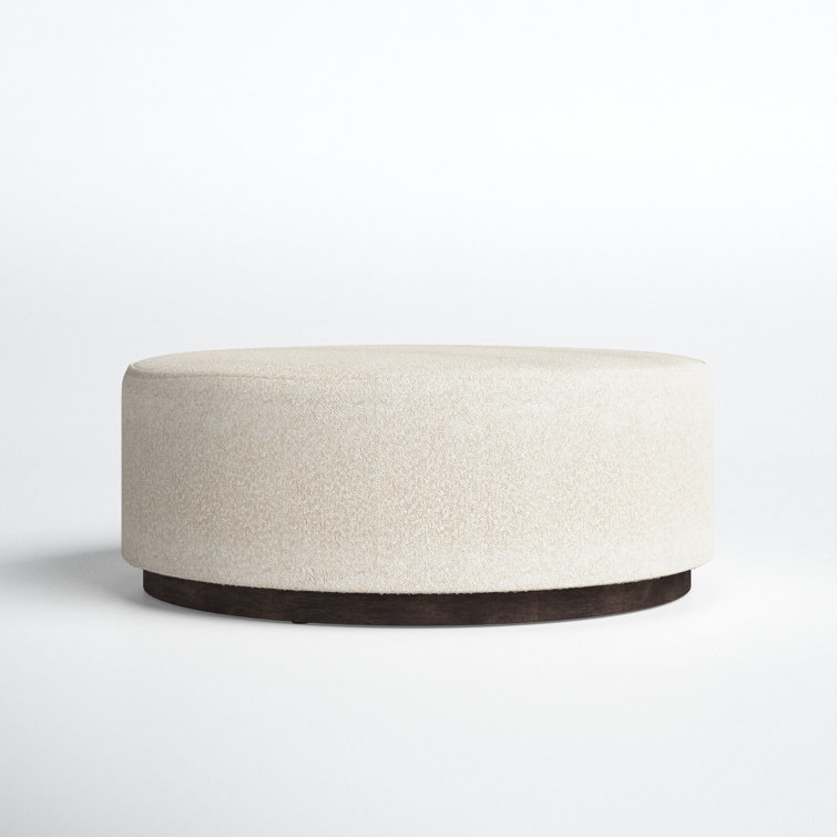 Sinclair 36" Cream Round Ottoman with Distressed Natural Base