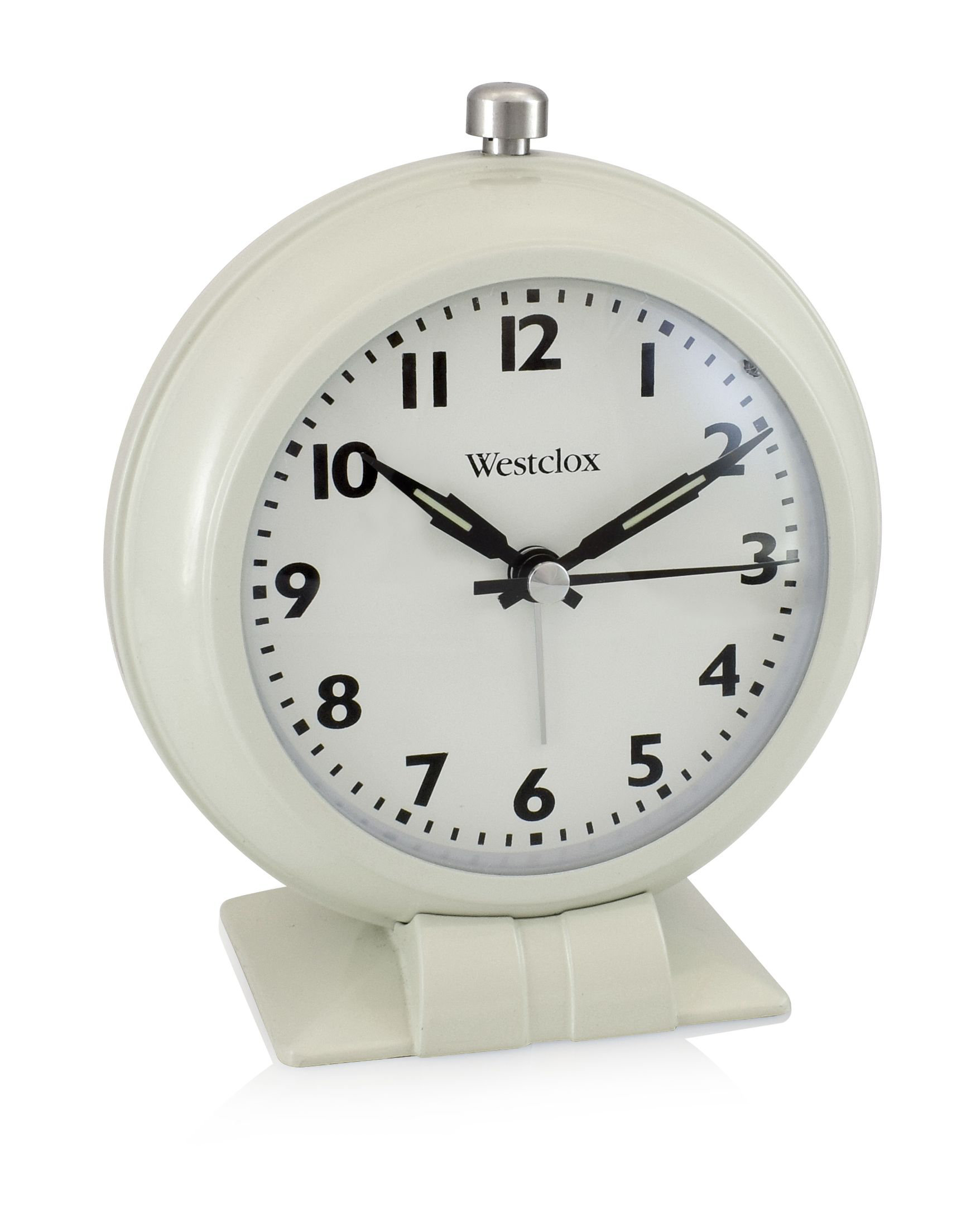 Crosley Analog Stainless Steel Quartz Alarm Tabletop Clock in Cream