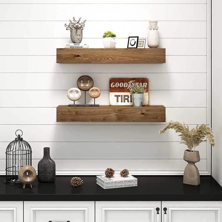 Loon Peak® Wall Floating Shelves, Rustic Wood Wall Shelf ...